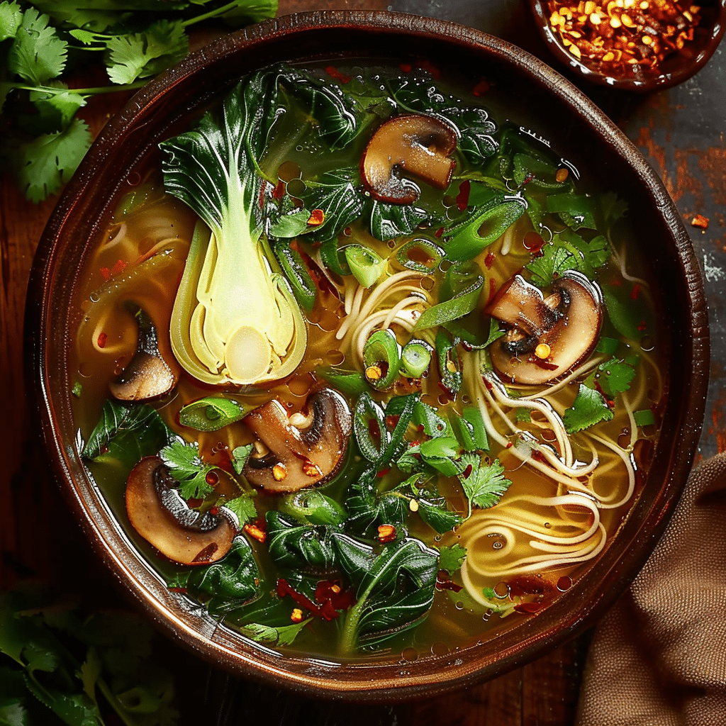 Ginger Garlic Noodle Soup with Bok Choy