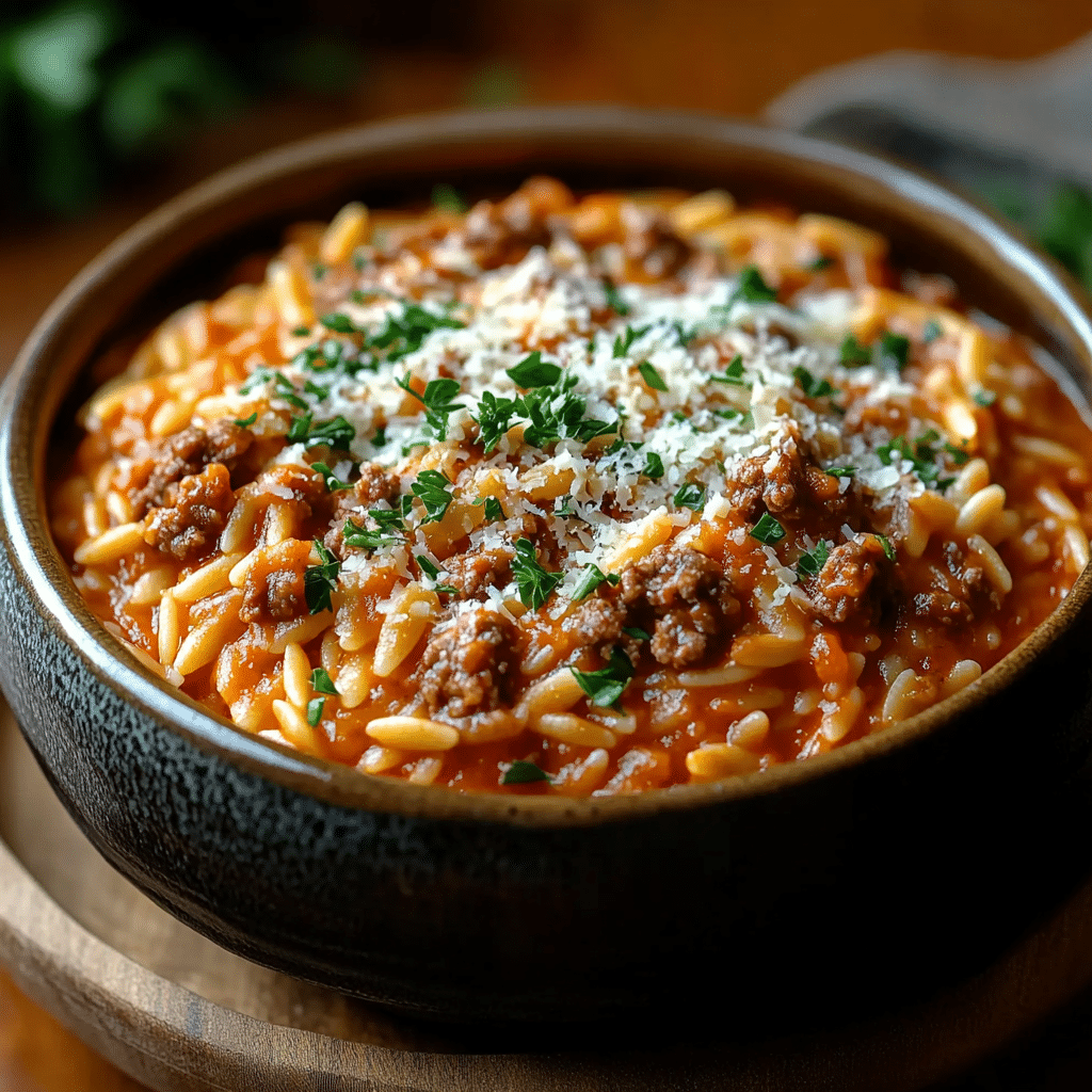 Ground Beef Orzo with Tomato Cream Sauce | A Comforting Weeknight Favorite 9 ground beef orzo with tomato cream sauce
