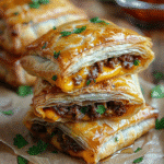 Cheeseburger pockets with flaky golden puff pastry