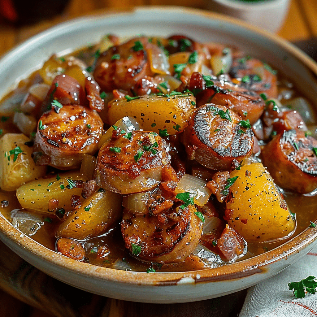 Dublin coddle in a rustic bowl