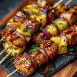 Pineapple BBQ Pork Skewers | Ultimate Juicy Grilling Favorite 6 Juicy pineapple BBQ pork skewers