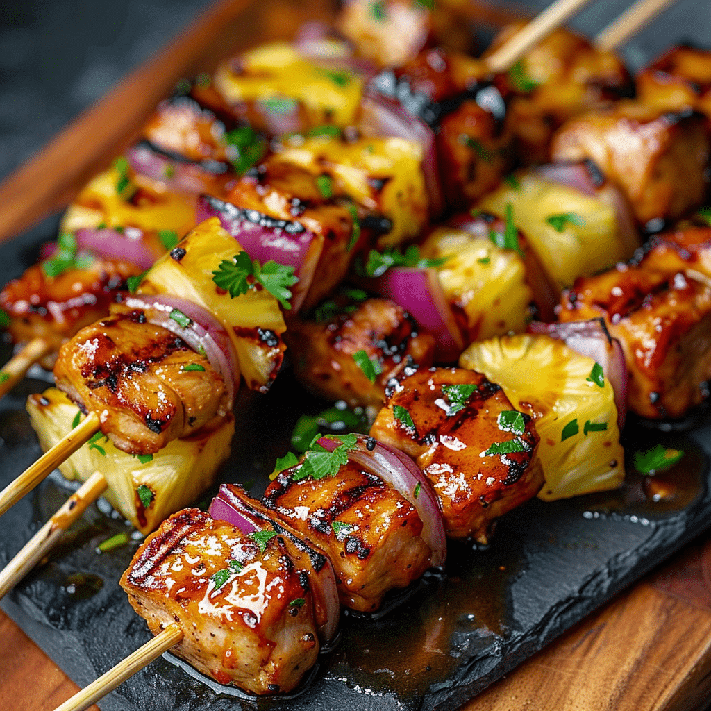 Pineapple BBQ Pork Skewers | Ultimate Juicy Grilling Favorite 5 Juicy pineapple BBQ pork skewers