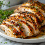 Juicy sliced crock pot turkey breast roast