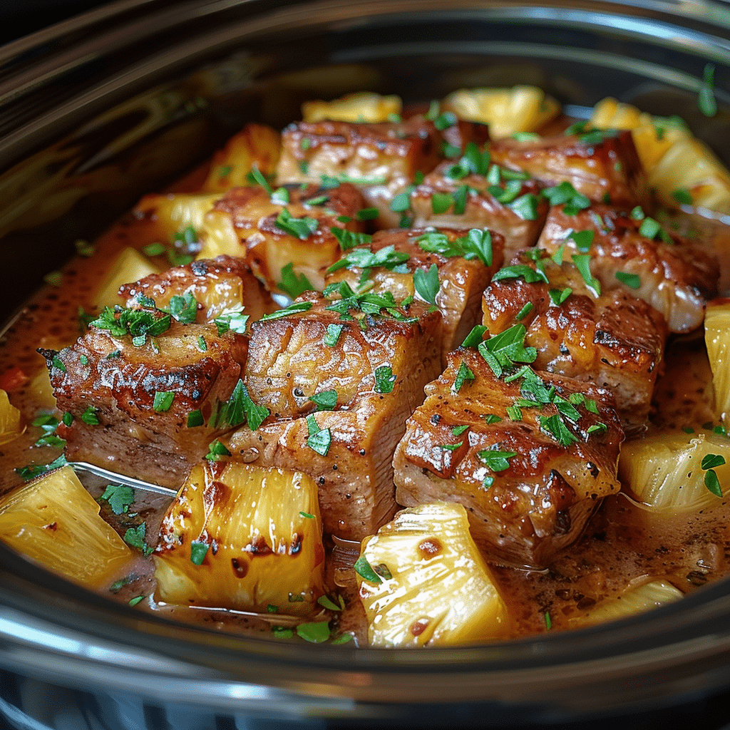 Tender Pineapple Pork in a Slow Cooker | Ultimate Sweet and Savory Comfort 5 Tender slow cooker pineapple pork