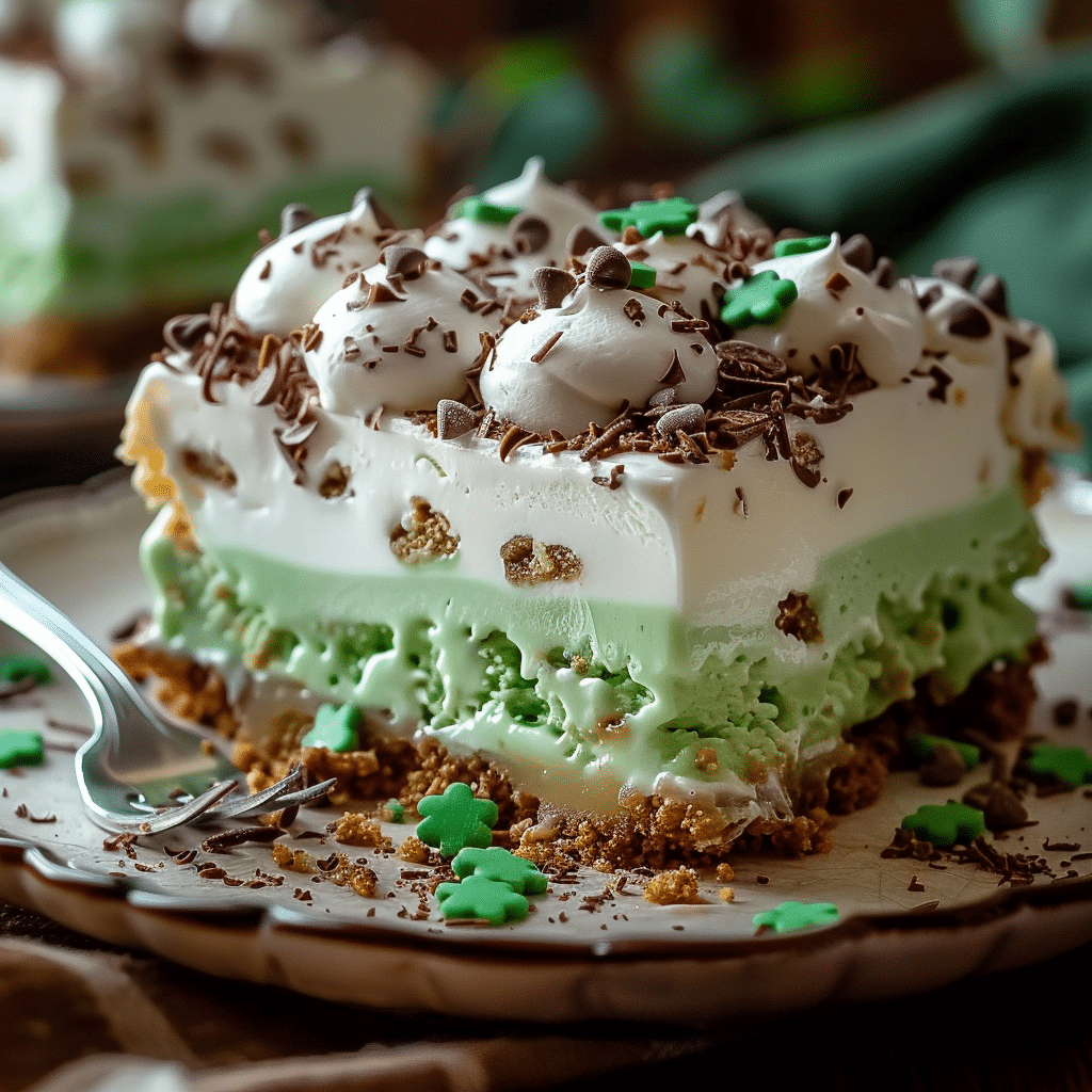 st patricks day shamrock dessert lasagna