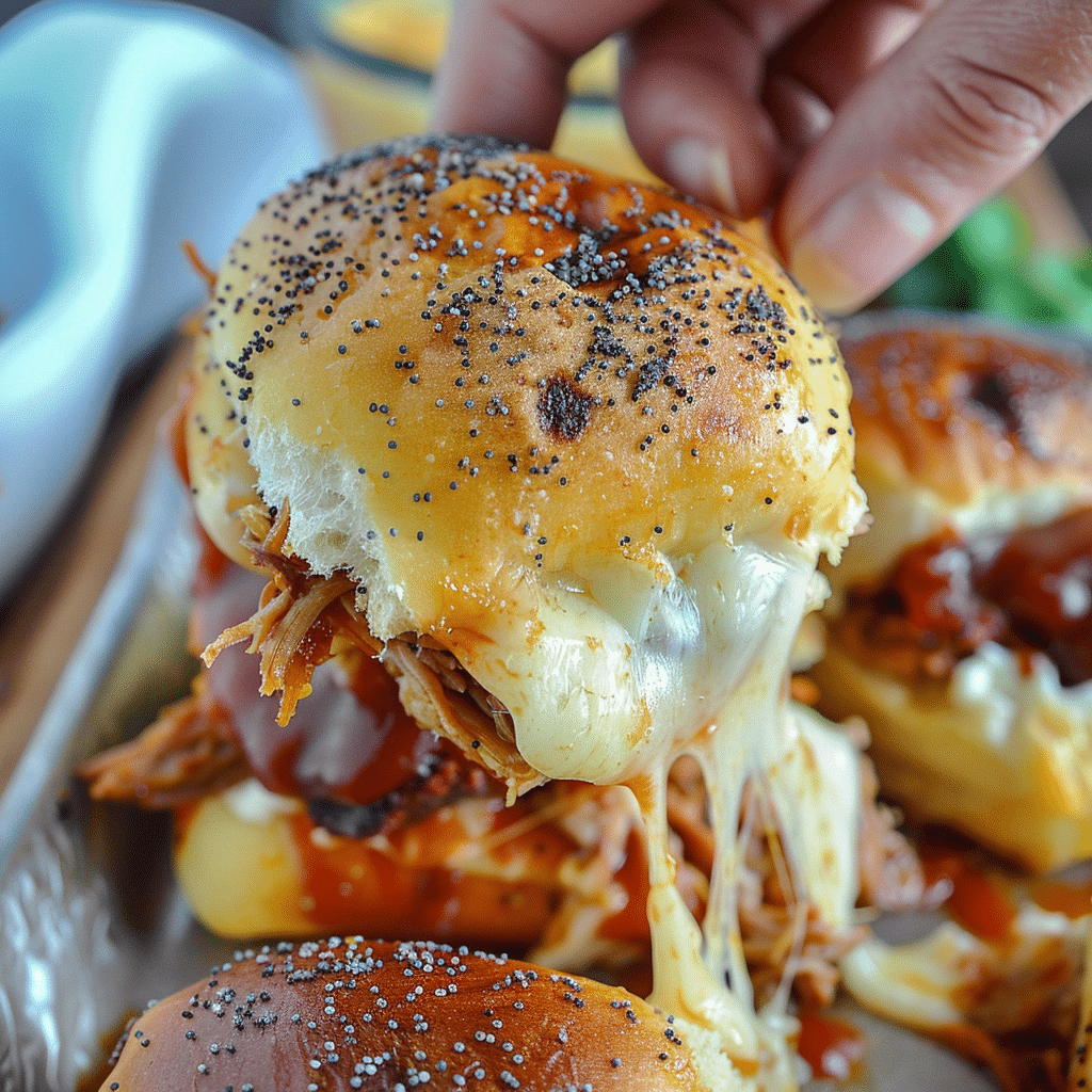 cheesy Hawaiian pulled pork sliders